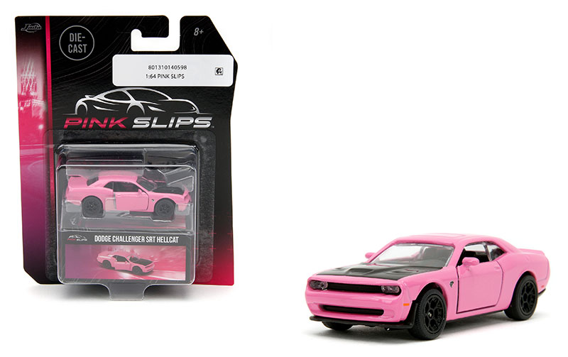 Jada 1:64 Pink Slip Pink Dodge Challenger SRT Hellcat Collector Box  Die-cast Car